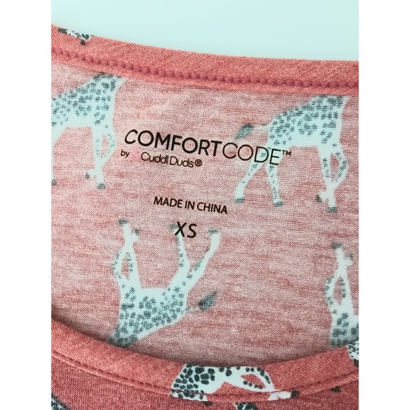 Comfort Code Cuddl Duds Nightgown Women's Size XS Red Giraffe Pockets Pull-on - Picture 3 of 12